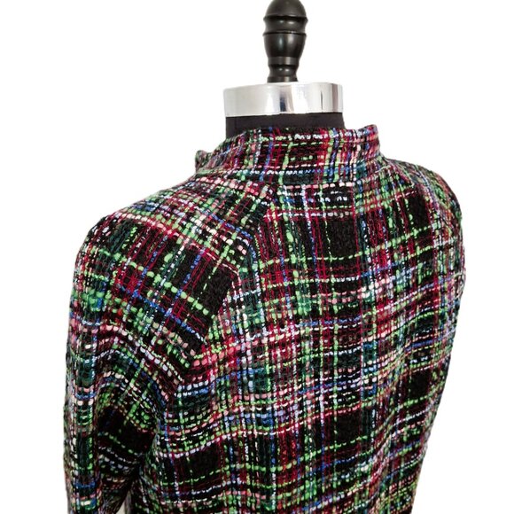 Talbots Sz 14 Petite Nehru Cropped Wool Blend Blazer Multi-Color Textured Tweed - Picture 8 of 14